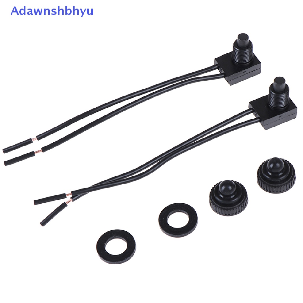 Adhyu 2PCS Saklar On-Off Tombol Tekan Tahan Air 12V Dengan Kawat Timbal 4 &quot;Hitam ID