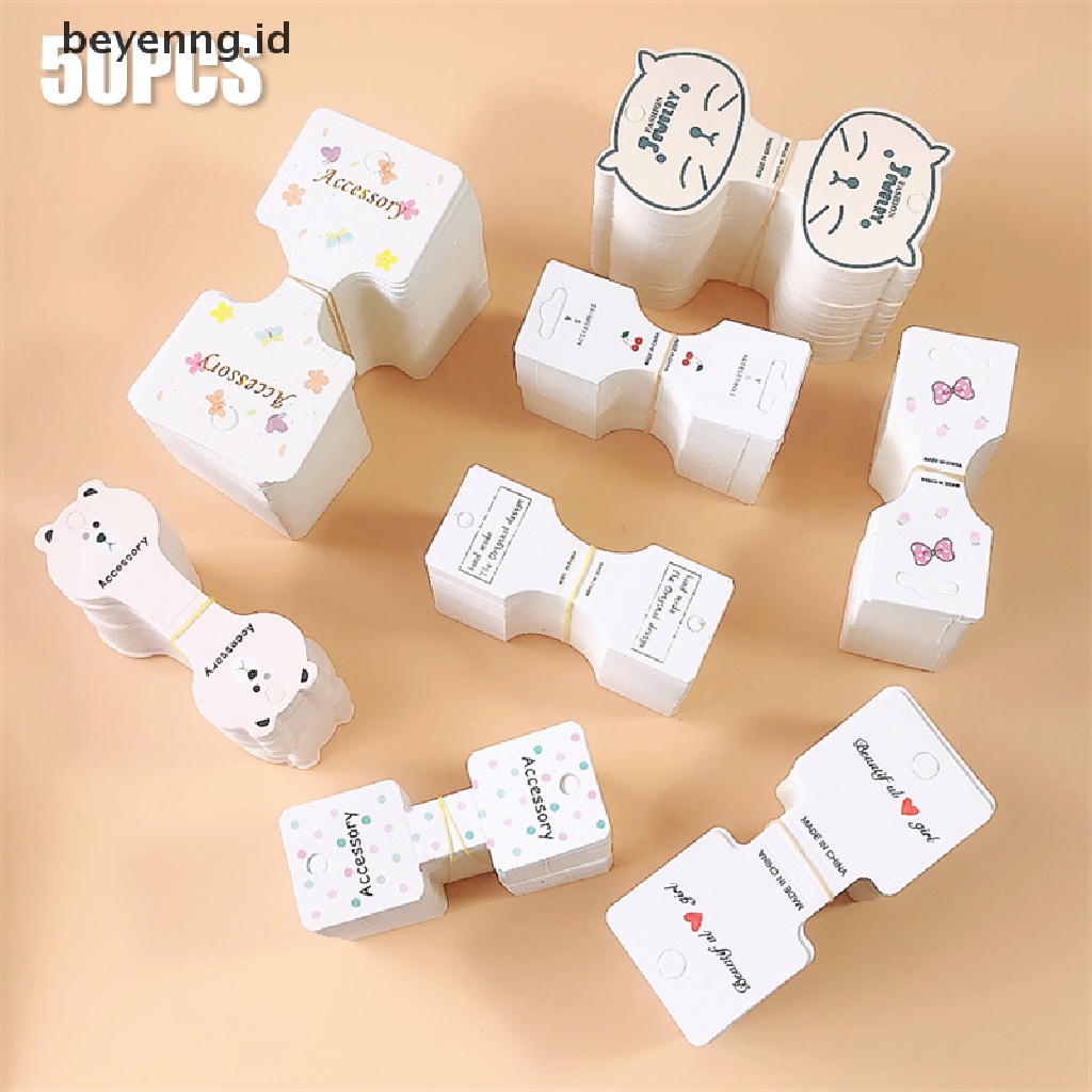 Beyen 50PCS Papan Kertas Lipat Putih Dewasa Anak Jepit Rambut paperboard Tali Rambut Kartu Hiasan Rambut Hiasan Kepala Bahan Kemasan ID