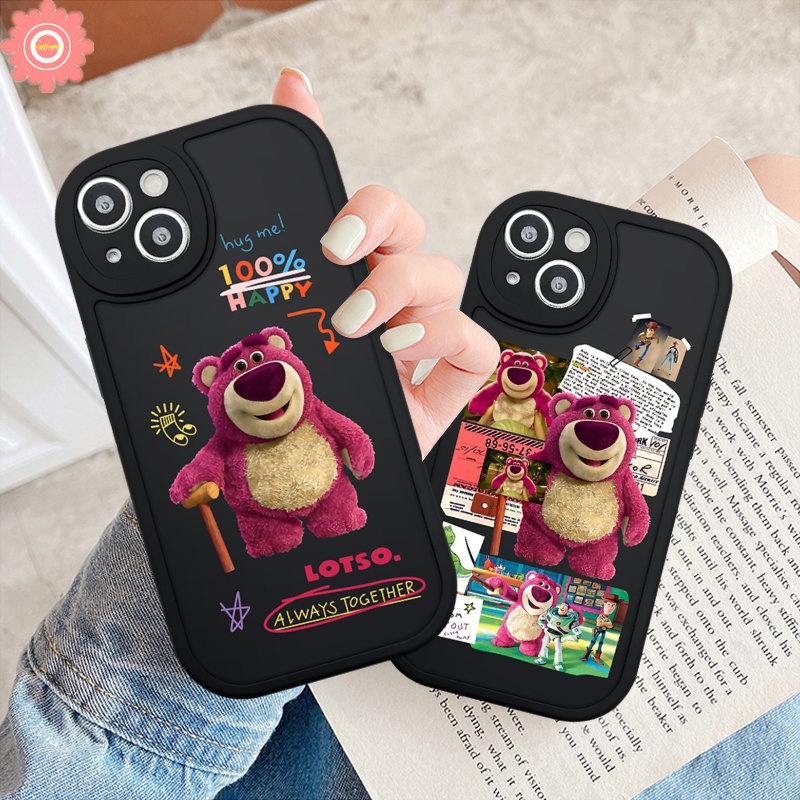 Lovely Kartun Cute Manyo Case Kompatibel Untuk IPhone 7plus XR 11 12 14 13 Pro MAX 7 8 6 6s 14 Plus X XS MAX SE 2020 Lover Strawberry Bear Lembut TPU Penutup Belakang