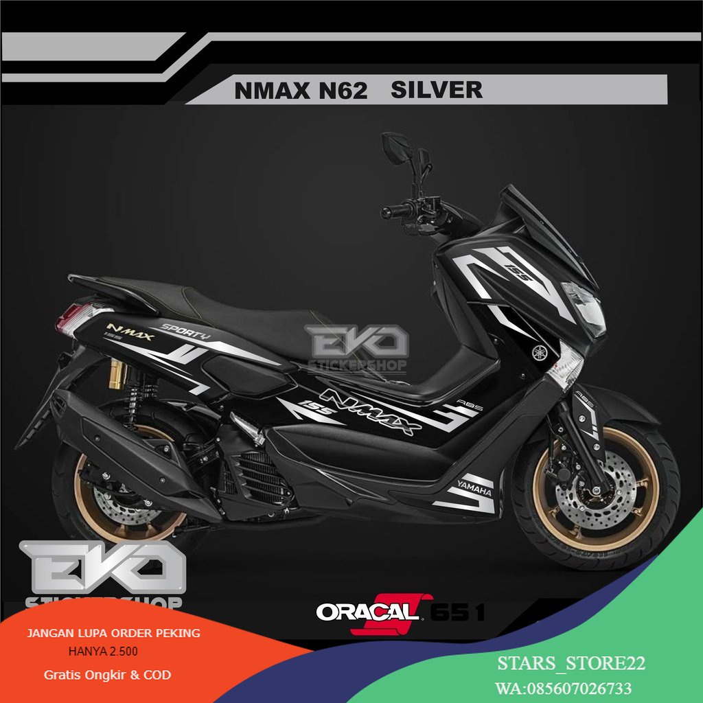 (PREMIUM) STIKER NMAX HITAM CUTTING STICKER NMAX SILVER SPORTY NEW DESAIN 2023