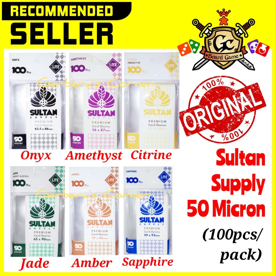 Sultan Supply Card Sleeve Lite 50 Micron Amethyst Onyx Amber Sapphire