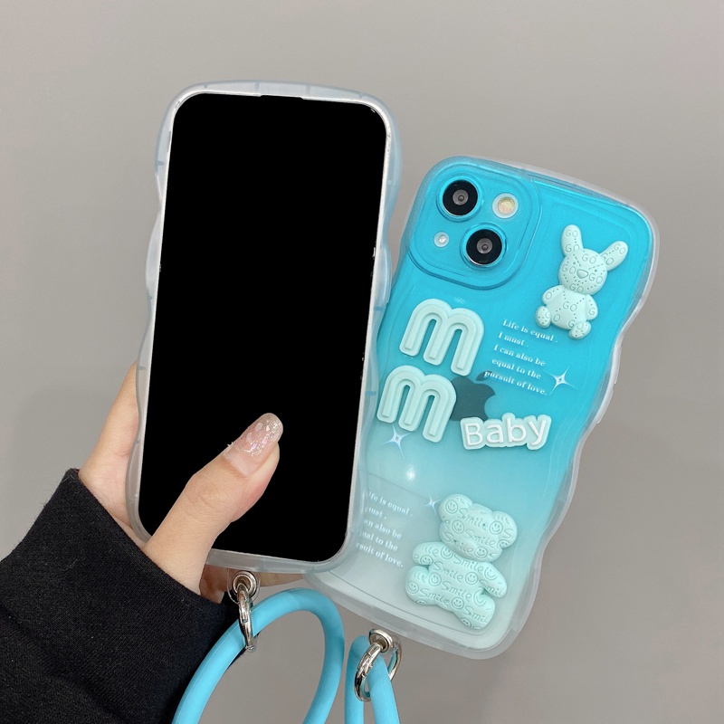 Sky Blue Wave Case Relame C1 C2 5S 5i C3 9i C11 C20 C21Y C15 C12 C25Y OPPO Reno 4F 5F 6 7Z 8 A3S A1K Casing HP Realme Ponsel Beruang Kelinci Bbay mm