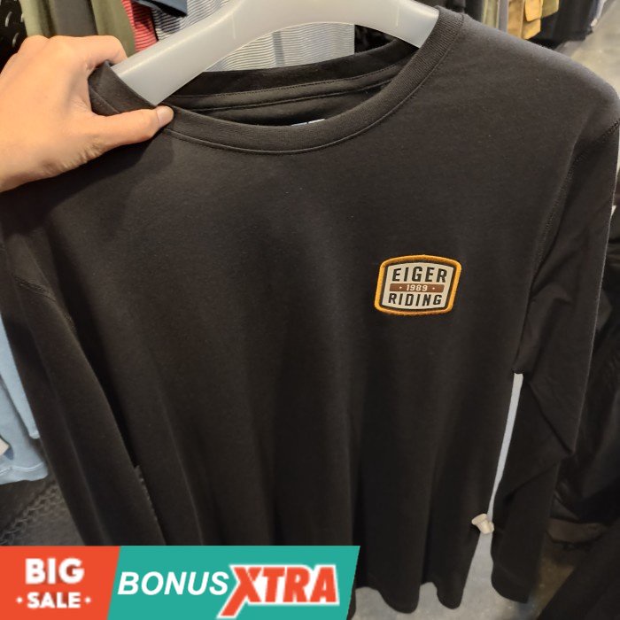 Kaos EIGER19891989 VERDE LS TEES Tshirt Black Hitam 91000 7613 Original Cowok Bandung