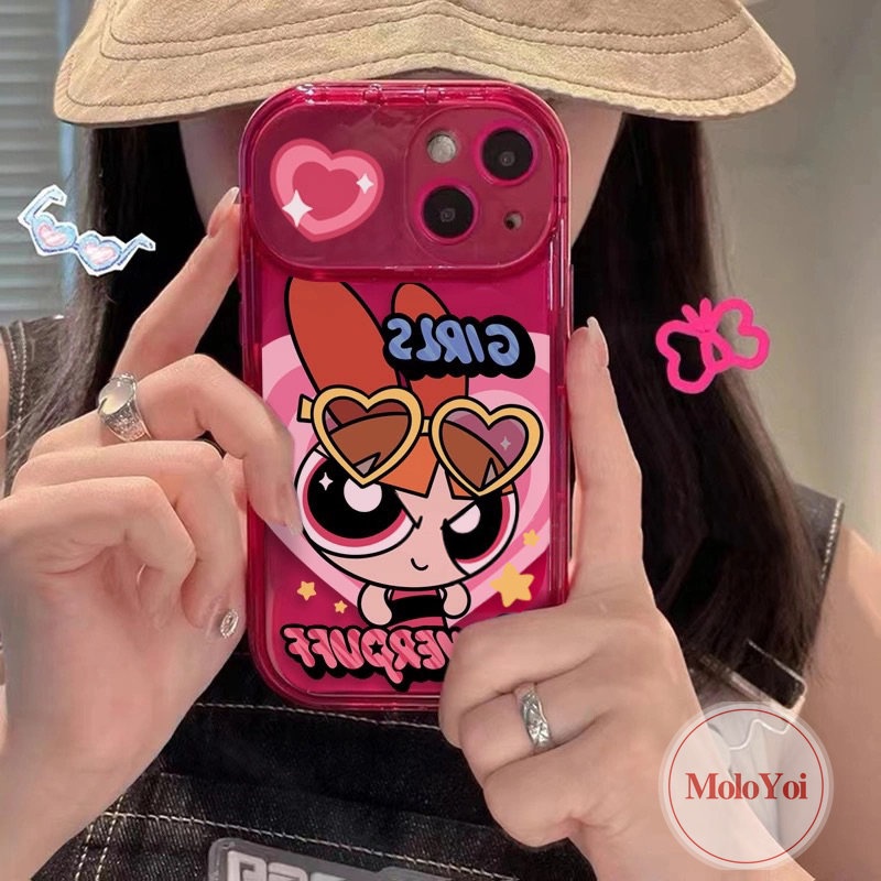 The Powerpuff Girls Kartun Case Kompatibel Untuk IPhone 11xr 14 13 12 Pro Max7 8 14 Plus X XS MAX SE 2020 Kreatif Flip Make Up Cermin Shockproof Soft TPU Case