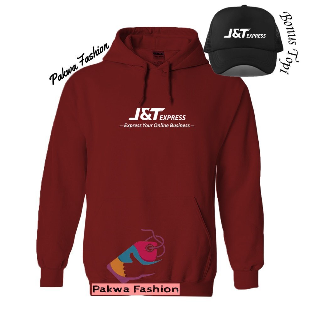 Bonus Topi Hoodie Distro JNT-Express Sweater Pria Wanita Tebal Import Premium Polos Cewek Cowok Kere