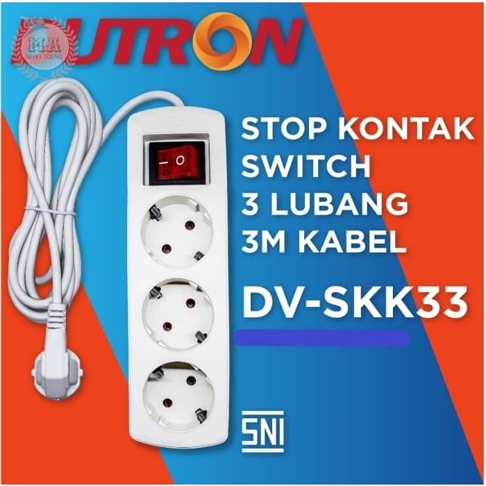STOP KONTAK + KABEL 3 Meter Colokan Listrik Terminal Kabel 3 Lubang OLS Stop kontak Kabel colokan 3 lubang DUTRON PROMO
