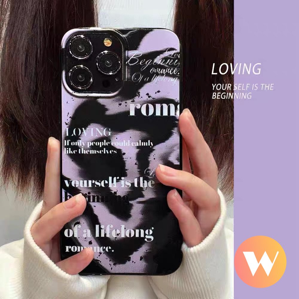 Alphabet Glossy Halus Case Kompatibel Untuk IPhone 7Plus 11 14 13 12 Pro Max XR X XS Max7 8 Plus SE 2020 Fashion Halo Dyed Cat Air Shockproof Soft Cover