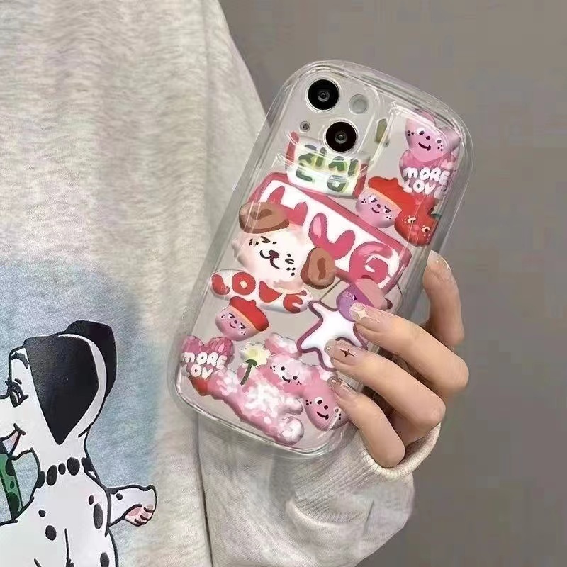 IPHONE Casing Ponsel Tahan Guncangan Anjing Lucu Kompatibel Untuk Iphone14 13 12 11 Pro XS Max X XR 8 +7Plus Casing Transparan Lembut TPU Silicone Cover