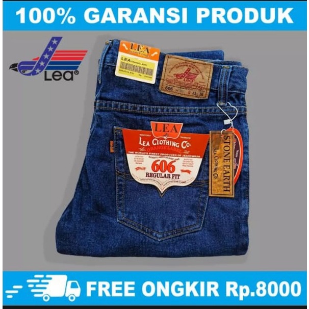 celana jeans pria Celana Jeans Pria LEA 606 Grade Original Standart Reguler Denim - Biru, 28(I9T7) c