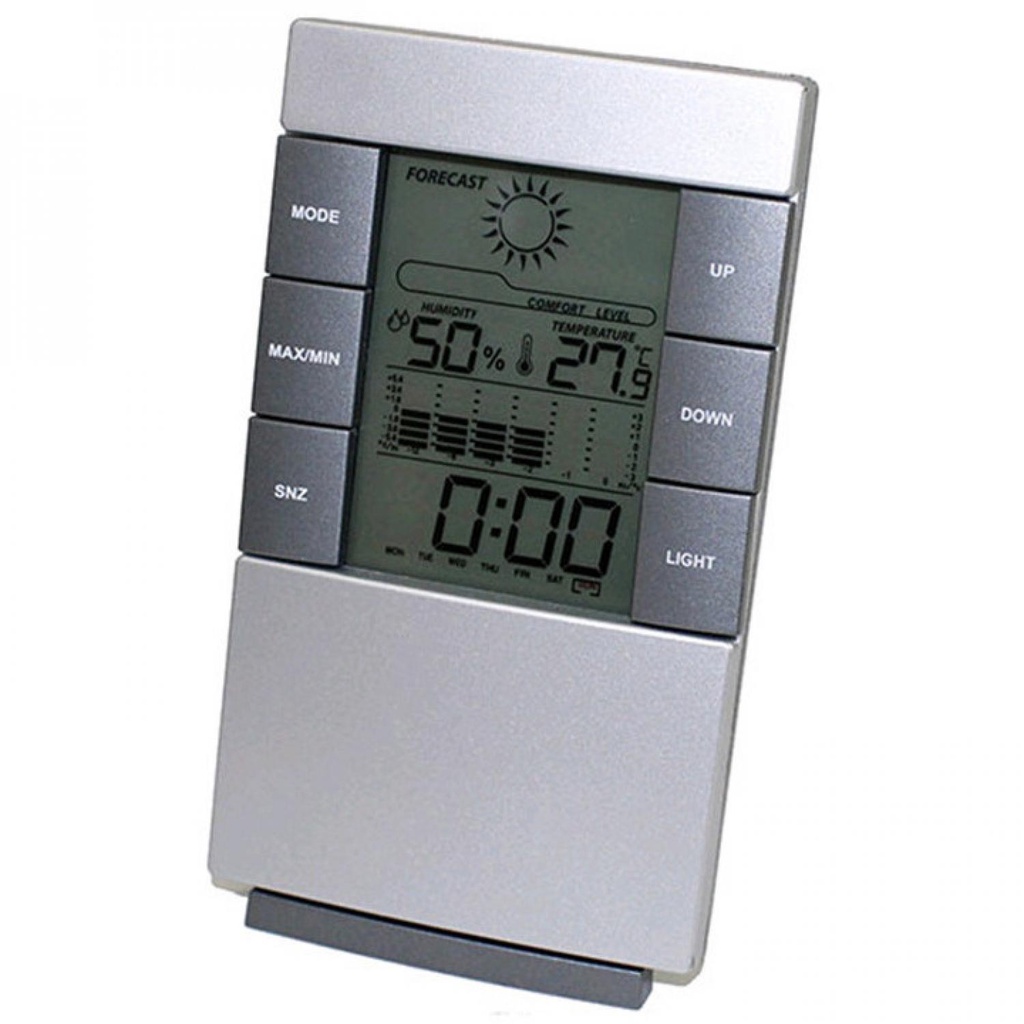 (BISA COD) FTIHSHP Weather Station Humidity Temperature Alarm Desk Clock Jam Alarm - 3210