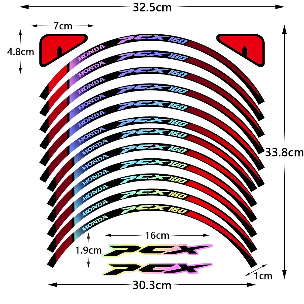 Stiker Roda Reflektif Motor HONDA PCX160 PCX160 14inch Hub Laser Decal Rim Aksesoris Gaya Baru