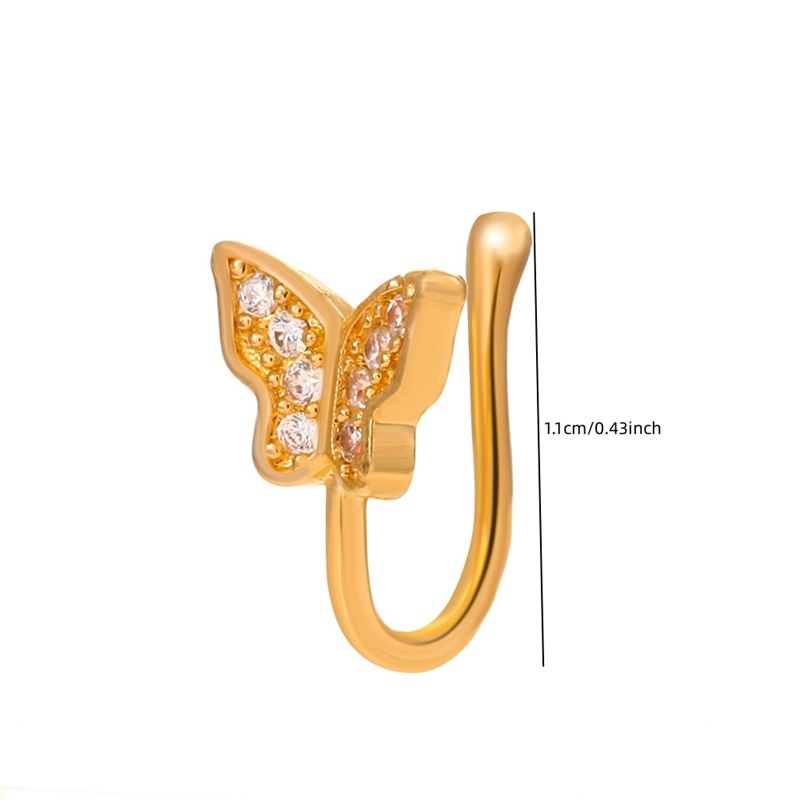 [AYBX] Wanita Fashion Non-Perforated U-Shaped Nose Clip Tindik Hidung Palsu Butterfly Rings Perhiasan SE