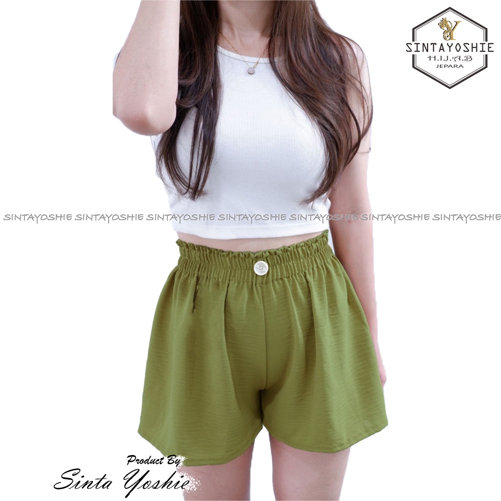 Hot Pants Crinkle Kancing Jumbo - Celana Pendek Wanita Premium