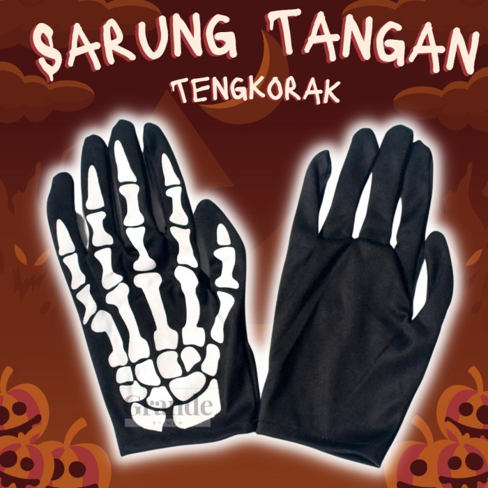 unisex sarung tangan tengkorak hitam SEPASANG halloween costum