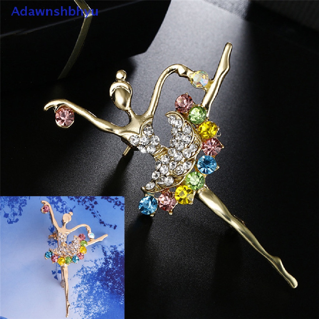 Adhyu Dancing Ballet Girl Brooch Rhinestone Brooch Pin Jewelry Women Bouquet Accessory ID