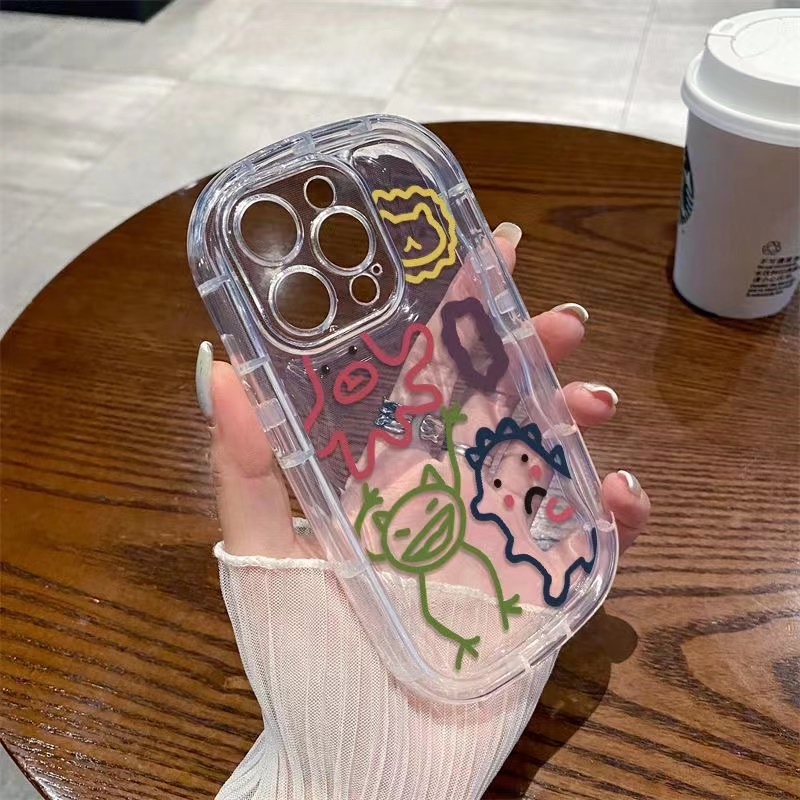 IPHONE Casing Shockproof Lucu Kompatibel Untuk Iphone11 14 13 12 Pro XS Max X Xr7 +8 Plus Soft Phone Casing Transparan TPU Silicone Cover