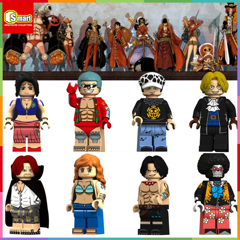 One Piece Anime Series Red Hair Shanks Luo Fire Fist Ace Sabo Mini Figure Rakitan Blok Bangunan Mainan