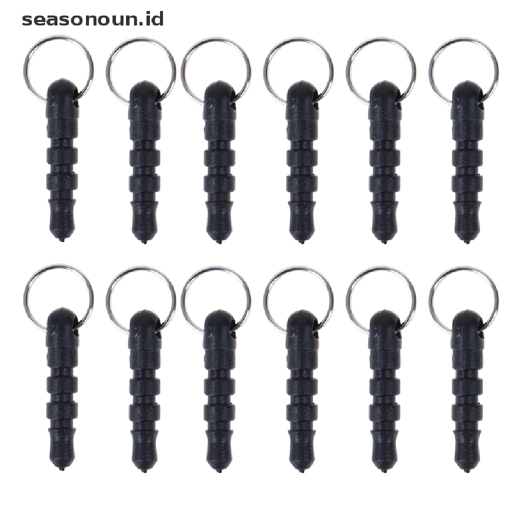 Seasonoun 50pc Steker Headphone Telepon Hitam Universal 3.5mm Dengan Cincin Lubang.