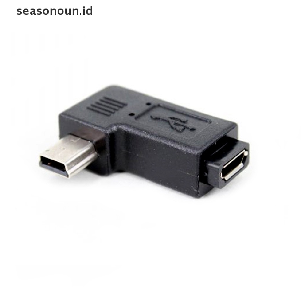 Seasonoun 90derajat Sudut Kanan Kiri Mini USB Type A Male To Micro USB Female Adapter.