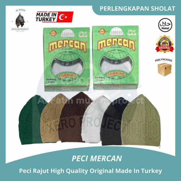 Peci Rajut MERCAN Turki Kopiah Haji Perlengkapan sholat Muslim Pria Muslim Project