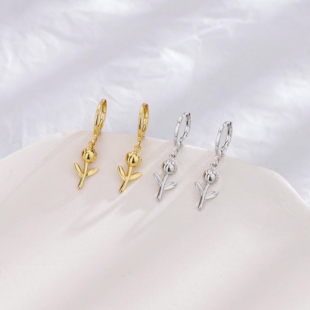 Timekey Indah Tulip Telinga Gesper Anting Mode Sederhana Bunga Anting Perhiasan Aksesori Wanita Earing Elegan F5T5