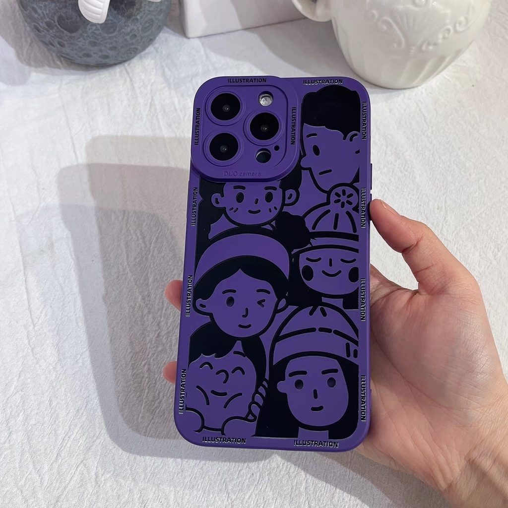 IPHONE Ins Karakter Motif Komik Cocok Untuk Iphone14 14pro 14plus 13 13pro 13prm iPhone12 7Plus 8Plus Xr XS 13 Pro Max Empat Sudut Casing Ponsel Tahan Guncangan