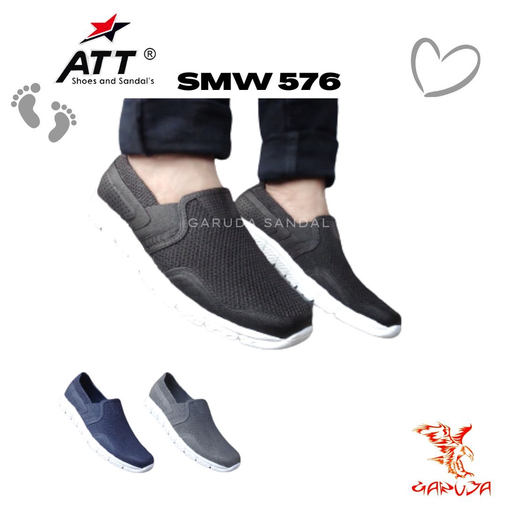 Sepatu Slip on Pria ATT SMW 576 karet Trendy