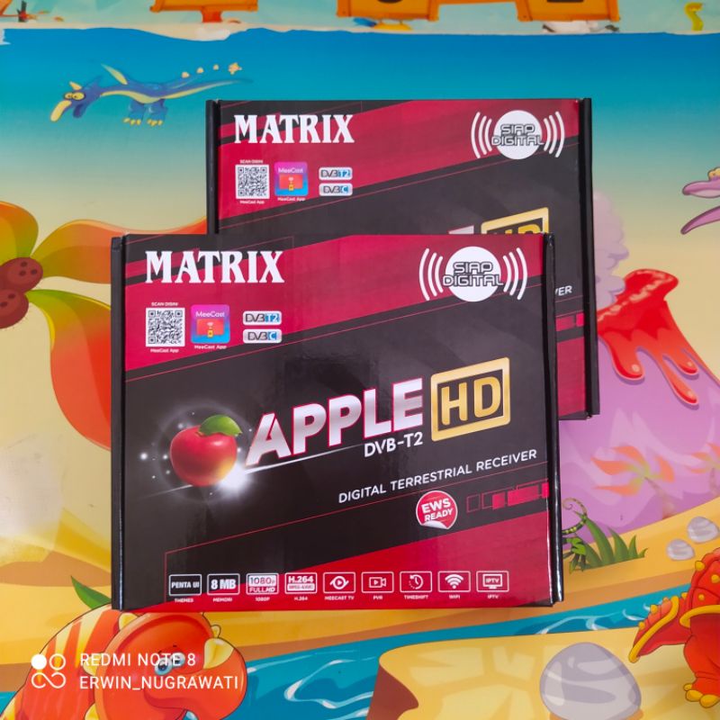 STB TV Digital Set Top Box DVB T2 - Matrix Apple HD Merah alat tv analog menjadi tv digital