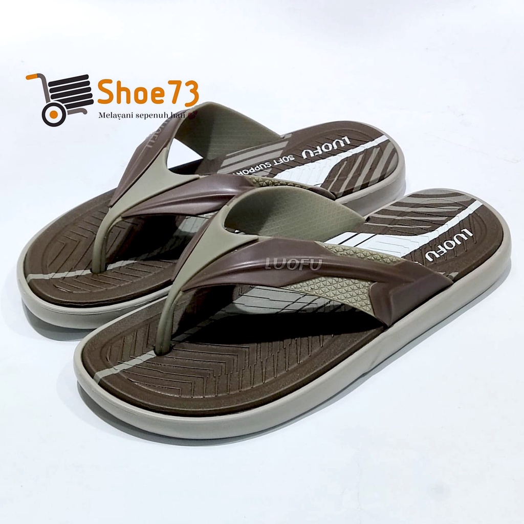 LUOFU E 6155 - E80WB SIZE 40-44 ORIGINAL l Sandal jepit jelly pria l Sendal jepit cowok impor