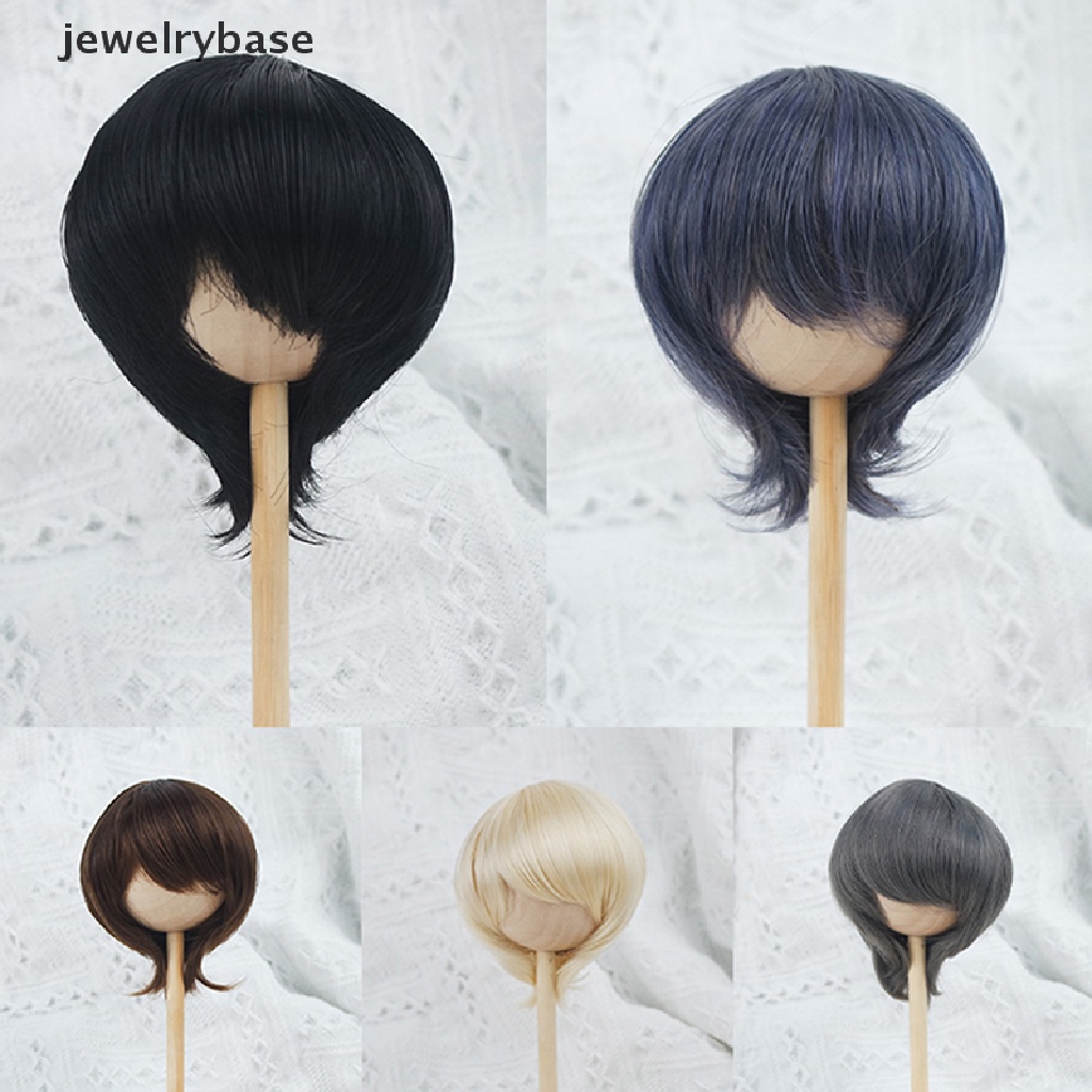 [jewelrybase] 1per3boneka Wig Pendek Lurus Rambut Lingkar Kepala 21.5-23cm Aksesoris Boneka Butik