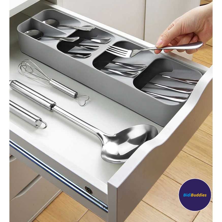 Rak Organizer Laci Dapur Tempat Peralatan Makan Sendok Garpu Pisau Sumpit Sedotan Penjepit Alat Masa