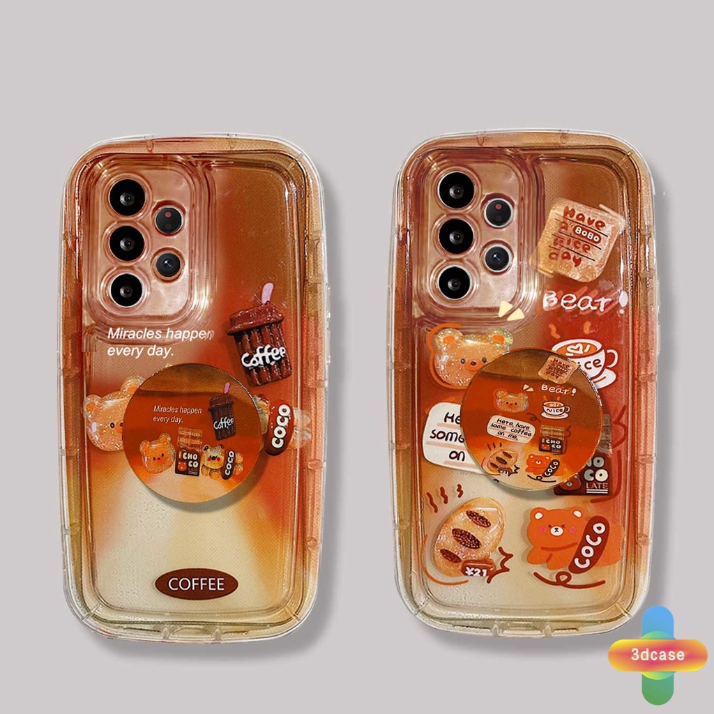 Popsocket Case Samsung A13 A03 A22 A32 A14 A52 A12 A04 A04S A23 A03S A50 A02S A20 A50S A30S A52S A30 M12 M22 M32 A125 A14 LTE A13 Lie A037F F12 M04 M10S M02S A025 A205 A305 F02S Y22S Y20I Y12S Y17 Y15 Y15S Gradual Cartoon Coffee Bear Silicone Soap Case