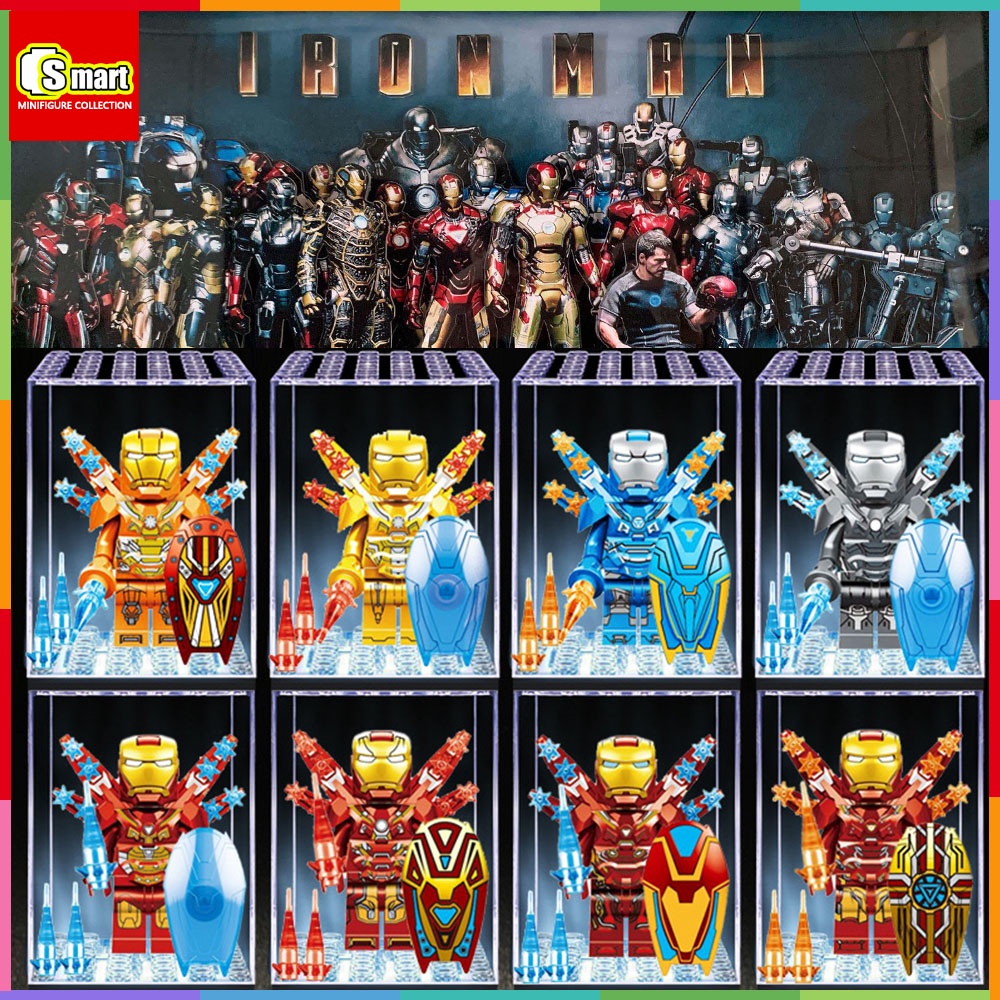 Iron Man Marvel Series Hulk Armor Mark Steel Armor Display Box Dekorasi Desktop Rakitan Blok Bangunan Mainan