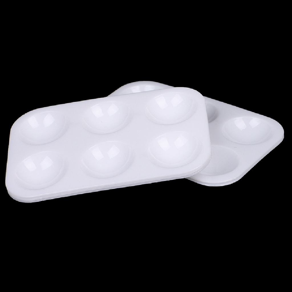 Prt 5PC 6lubang Putih Plastik Persegi Panjang Art Paing Palet Warna Perlengkapan PRT