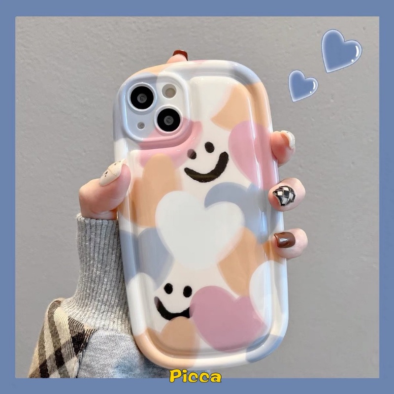 Untuk Redmi 9A 10 9T 10A A1 9C NFC Redmi Note11 Note10 Note 10s 11 9 10 11s Note9 Note10s Kartun Smiley Warna-Warni Cinta Hati Shockproof Airbag Air Cushion Lembut TPU Back Case