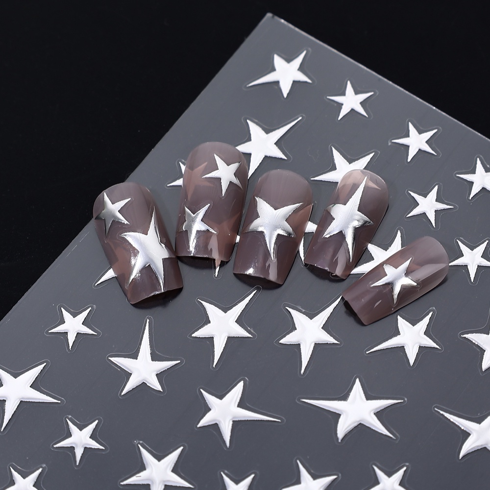 1lembar 3D Laser Perak Meteor Stiker Bronzing Tidak Teratur Bintang Stiker Manicure Charms Aksesoris Adheisve Nail Art Decals