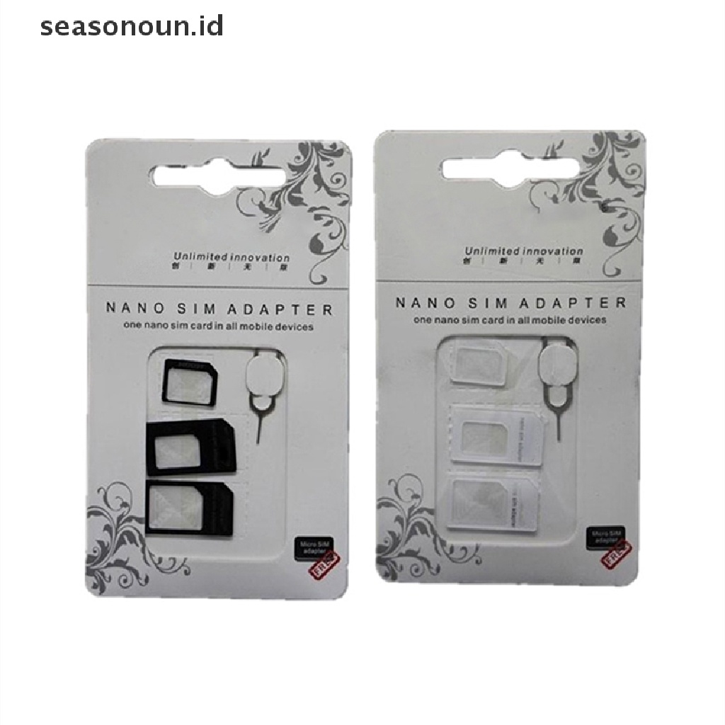 Seasonoun 2set 4in1 Ubah Nano SIM Card Ke Micro Standard Adapter Converter Set Untuk Router Wireless USB 4G LTE.