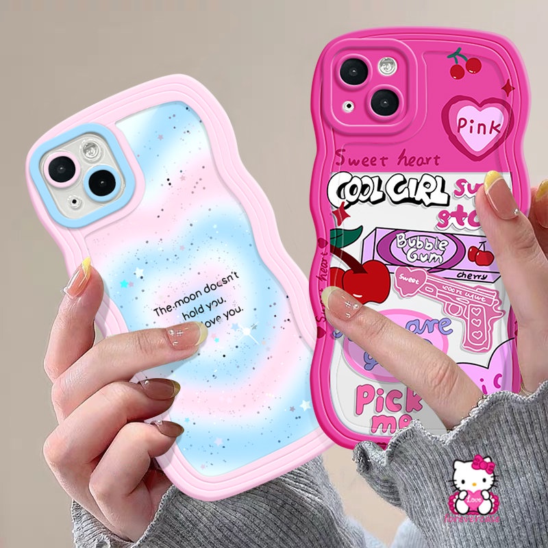 Casing Soft Tpu Wavy Edge Realme C53 C15 C33 C11 C25Y C35 C12 C20 C21Y 8Pro 5 6i 10 8i 7i 7 5s C25s C25 C30 9i 5i 8 C20A 9Pro+9 C3 C17 Pink Cherry Sweet Gradient Love Heart Sarung