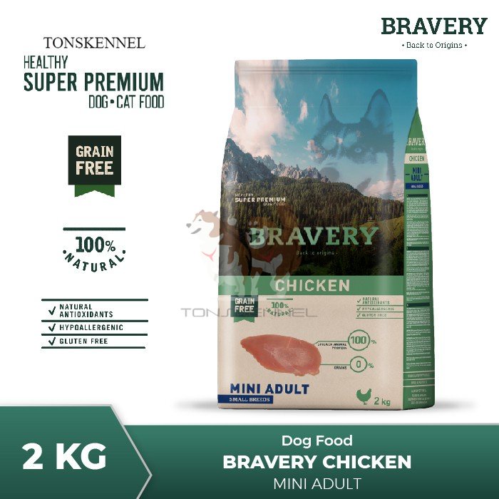 BRAVERY Mini Adult Chicken 2 Kg Dog Food rasa Ayam 2kg Makanan Anjing Dogfood Dewasa