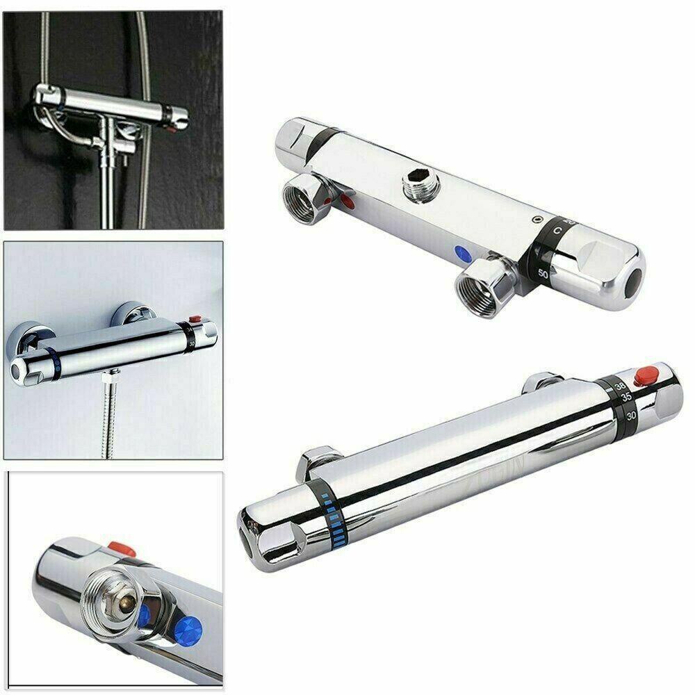 Populer Thernostatic Shower Mixer Panas Dingin Dua Pegangan Yang Dipasang Di Dinding Katup Keran Bar
