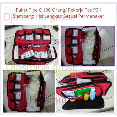 Paket C P3K Tas Emergency Slempang Jinjing Plus dengan Isi Tipe C/ P3k K3 First Aid Kit Bag Type C