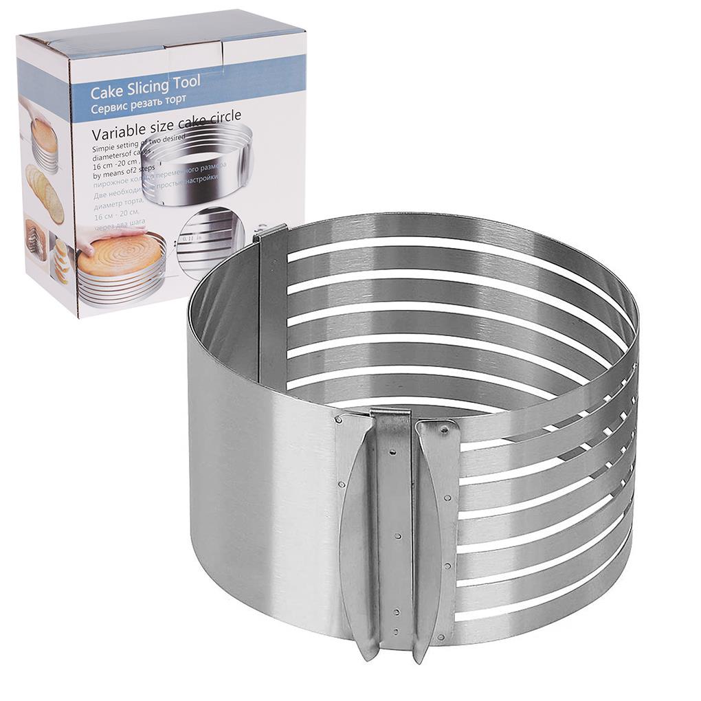 2 Pcs Adjustable Putaran Roti Kue Ditarik Circular Slicer Aksesoris Stainless Steel Mousse Ring Cetakan Bakeware