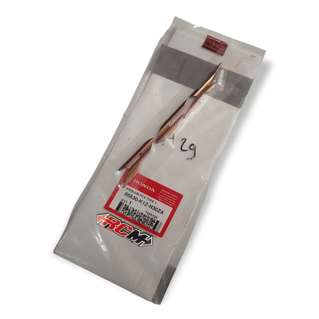 86830-K1Z-N30ZA HARGA PERBIJI LOGO EMBLEM STIKER DECAL 3D TIMBUL BODI BODY PCX160 PCX 160 GOLD EMAS 