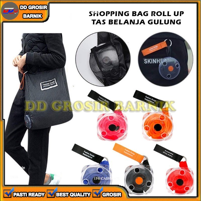 [DGB] TAS BELANJA SHOPPING TOTE BAG SELEMPANG REUSABLE LIPAT GULUNG ROLL UP MULTIFUNGSI