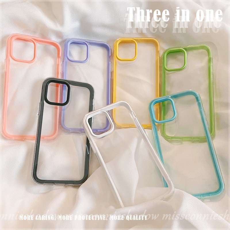 Casing Warna Solid Simple Mewah Redmi Note 10Pro 11 Note9 Pro 8 Note 10s 10 Pro Max Plus POCO M3 Redmi 9T 10C A1 9A 9 10A A1+10 9C NFC 3-in-1 Macaron Candy Color Shockproof Cover