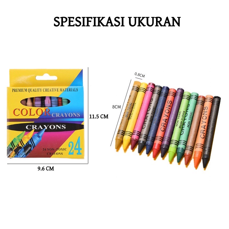 Crayons Set 24 Color / Pensil Krayon Anak Sekolah 24 Warna