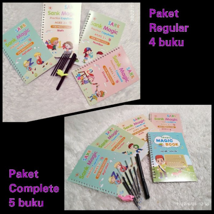 

(PROMO) -Buku edukasi belajar menulis TK PAUD / sank magic book Alfabet Sank - Regular 4buku, +1setPen- RTR