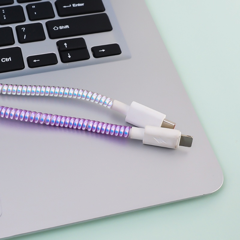 Pelindung Kabel Charger Spiral Kabel 1.4M/Universal Multicolour Wrap Data Line Dekorasi Winder Untuk Ponsel IOS Huawei