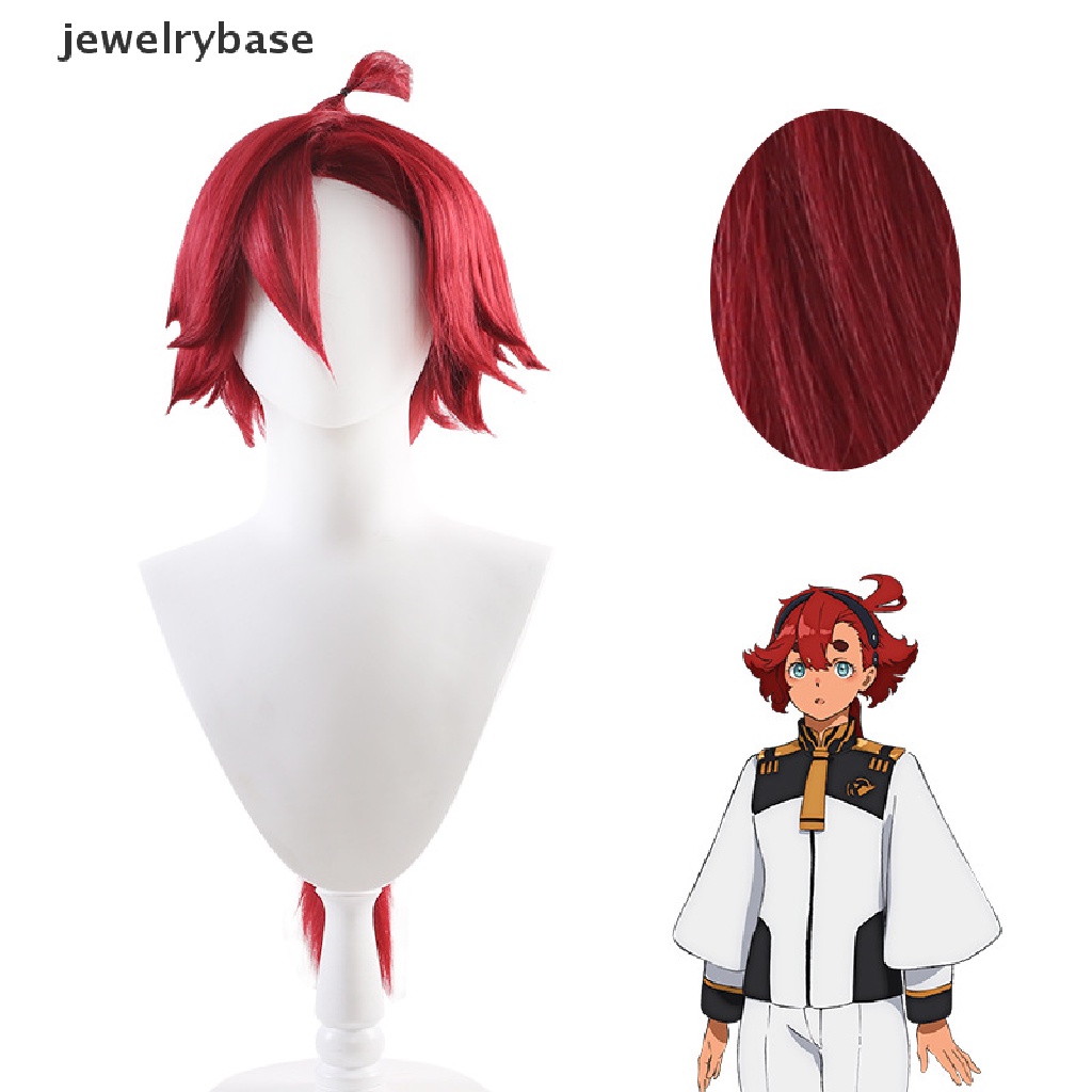 [jewelrybase] Suletta Mercury Cosplay Wig: the Witch from Mercury Panjang Merah Tahan Panas Rambut Sintetis Wig Pesta Halloween Wig Prop Butik