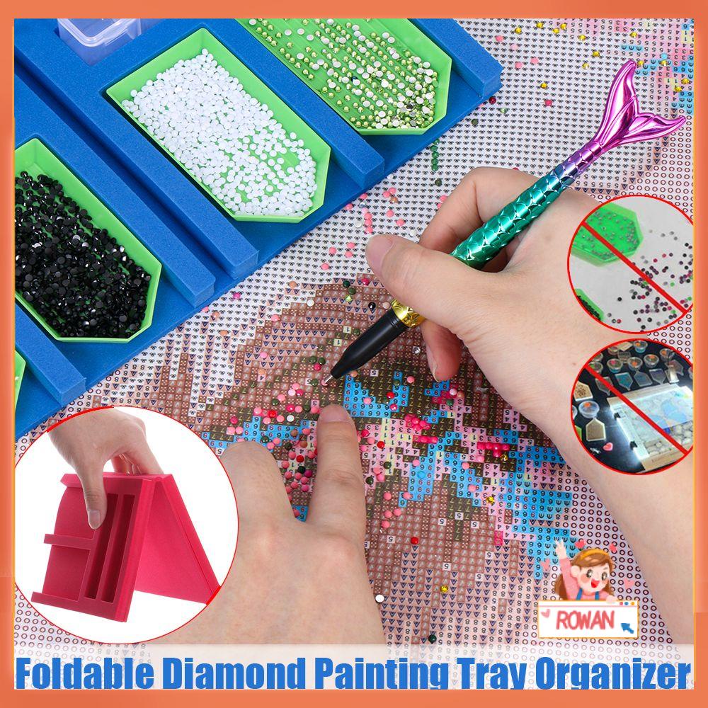 R-flower Diamond Painting Tray Organizer Kotak Penyimpanan Bor Clay Tray Organizer Foldable Diamond Painting Kits